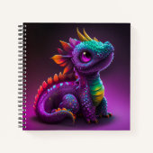 可愛い紫カラフルドラゴンリザードアートワーク | ノートブック (正面)