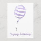 可愛い紫ストライプのバルーン – 子供の誕生日 ポストカード (正面)