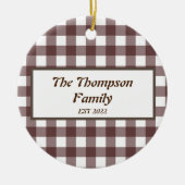 可愛い紫パーソナライズされたの格子名 セラミックオーナメント (正面)