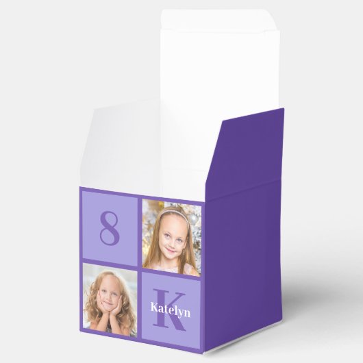 可愛い紫パーソナライズされた写真誕生会 フェイバーボックス (オープン)
