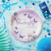 可愛い紫モダンの水彩色フローラ赤ちゃんシャワー ペーパープレート (パーティー)