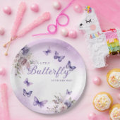 可愛い紫モダンの水彩色フローラ赤ちゃんシャワー ペーパープレート (パーティー)