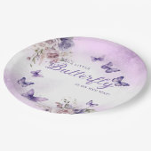 可愛い紫モダンの水彩色フローラ赤ちゃんシャワー ペーパープレート (アングル)