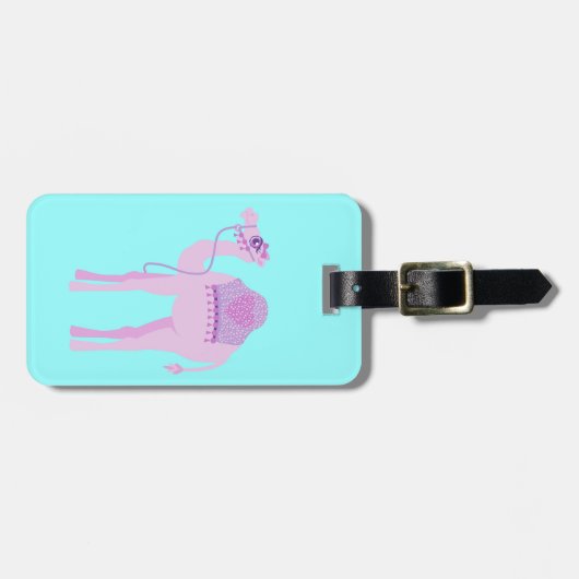 可愛い紫色のアクアwhimsy camelカスタムラゲッジタグ ラゲッジタグ (正面横)