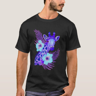 可愛い紫色のキリンのジャングルサファリアフリカ動物 Tシャツ