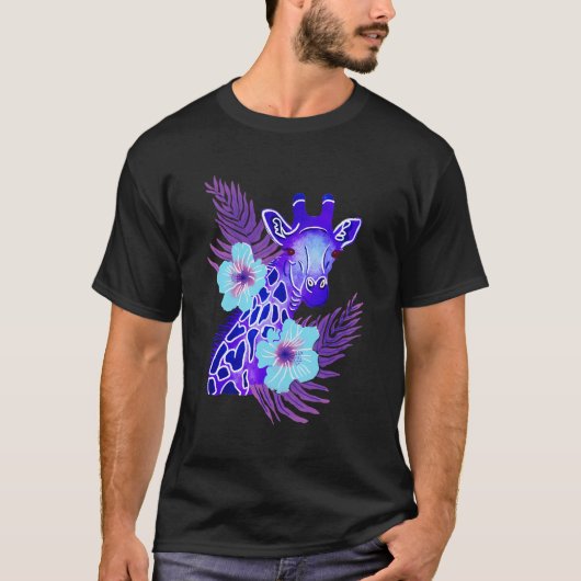 可愛い紫色のキリンのジャングルサファリアフリカ動物 Tシャツ (正面)