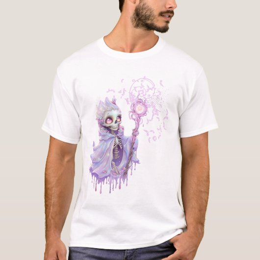 可愛い紫色のスケルトンの魔法のメロディー。 Tシャツ (正面)