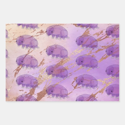 可愛い紫色のタディグレードの赤水クマ泳ぐ ラッピングペーパーシート (正面2)