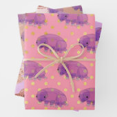 可愛い紫色のタディグレードの赤水クマ泳ぐ ラッピングペーパーシート (インサイチュ)