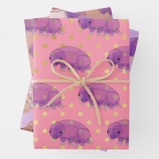 可愛い紫色のタディグレードの赤水クマ泳ぐ ラッピングペーパーシート (インサイチュ)