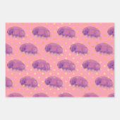 可愛い紫色のタディグレードの赤水クマ泳ぐ ラッピングペーパーシート (正面)