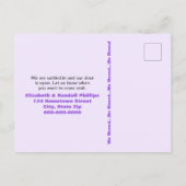 可愛い紫色のドア花お知らせ ポストカード (裏面)