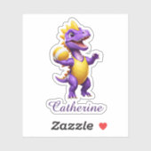 可愛い紫色のバレーボール恐竜 シール (シート)