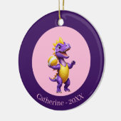 可愛い紫色のバレーボール恐竜 セラミックオーナメント (左)