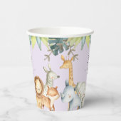 可愛い紫色のベビーアニマルのジャングルベビーシャワー 紙コップ (左)