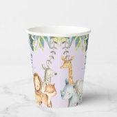 可愛い紫色のベビーアニマルのジャングルベビーシャワー 紙コップ (右)