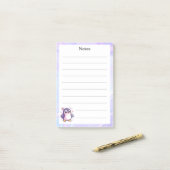 可愛い紫色のペンギン並みメモ帳 ポストイット (デスク上)