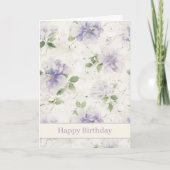 可愛い紫色のラベンダー花の誕生日 カード (正面)