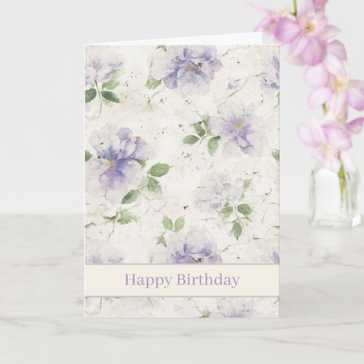可愛い紫色のラベンダー花の誕生日 カード (蘭)