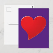 可愛い紫色の大きなハートミニマルモダン ポストカード (正面/裏面)