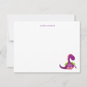 可愛い紫色の恐竜の感謝してい子供 サンキューカード (正面)