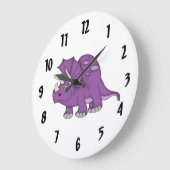 可愛い紫色の恐竜キッドの壁時計/中 ラージ壁時計 (傾斜)