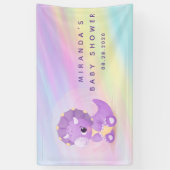 可愛い紫色の恐竜パステル赤ちゃんシャワー 横断幕 (縦)