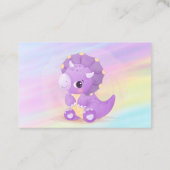 可愛い紫色の恐竜ベビーシャワーおむつラッフルブ 名刺 (裏面)