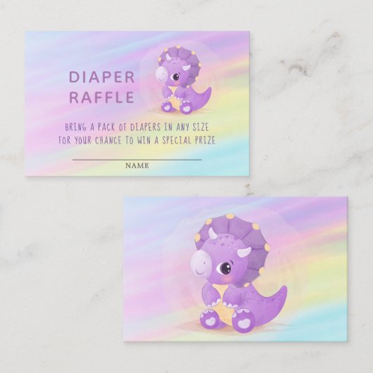 可愛い紫色の恐竜ベビーシャワーおむつラッフルブ 名刺 (正面/裏面)