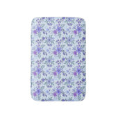 可愛い紫色の手描き花模様バスマット バスマット (正面縦)