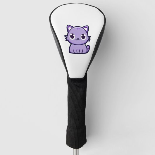 可愛い紫色の猫 ゴルフヘッドカバー (正面)