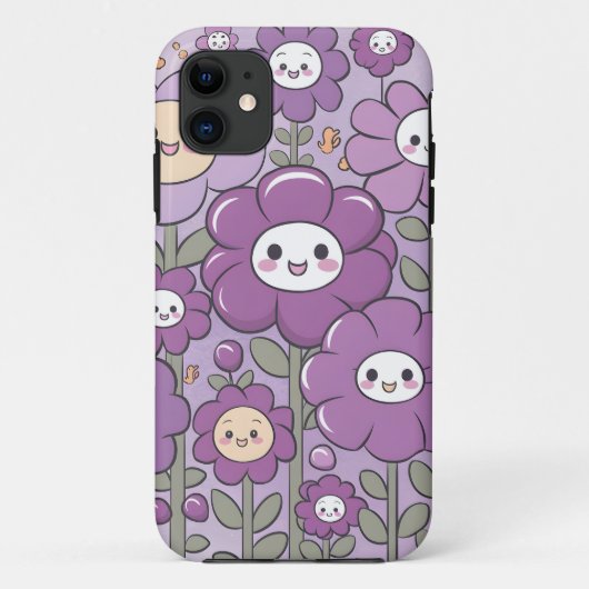 可愛い紫色の花ガールズかわいい紫フローラ Case-Mate iPhoneケース (裏面)