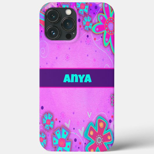 可愛い紫色の花名ガーリーおもしろい Case-Mate iPhoneケース (裏面)