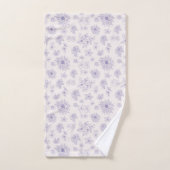 可愛い紫色の花柄 バスタオルセット (ハンドタオル)