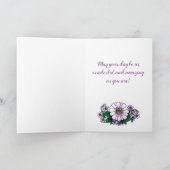 可愛い紫色の花額写真ハッピーバースデー カード (内部)