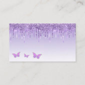 可愛い紫色の蝶の赤ちゃんシャワー本ベビー エンクロージャーカード (裏面)