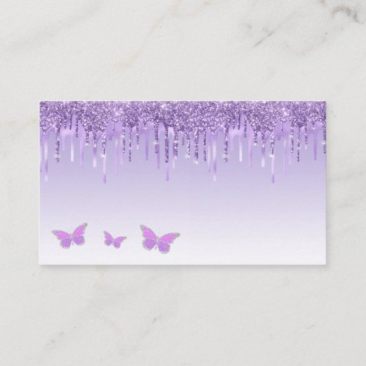 可愛い紫色の蝶の赤ちゃんシャワー本ベビー エンクロージャーカード (裏面)