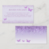 可愛い紫色の蝶の赤ちゃんシャワー本ベビー エンクロージャーカード (正面/裏面)
