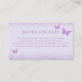 可愛い紫色の蝶の赤ちゃんシャワー本ベビー エンクロージャーカード (正面)