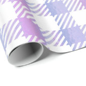 可愛い紫色の青い虹色のギンガムパターン ラッピングペーパー (ロールコーナー)