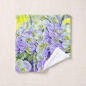 可愛い紫色の黄色い蘭の花の水色 バスタオルセット (ウォッシュタオル)