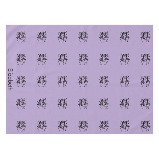 可愛い紫色の黒いシルエットお祝い テーブルクロス (正面(横))