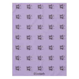 可愛い紫色の黒いシルエットお祝い テーブルクロス