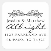 可愛い結婚したSpriggsカップルの名前差出人住所 スクエアシール (正面)