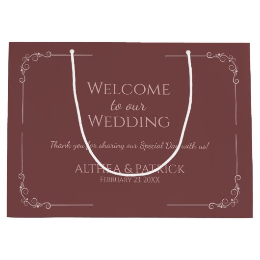 可愛い結婚シナモンバラ背景 ラージペーパーバッグ (正面)