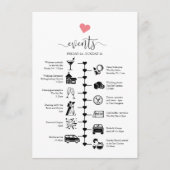 可愛い結婚ハート、ゲストの旅程と一緒のタイムライン アドバイスカード (正面)