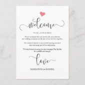 可愛い結婚ハート、ゲストの旅程と一緒のタイムライン アドバイスカード (裏面)