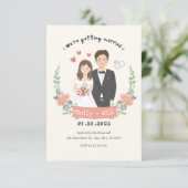 可愛い結婚式招待状婚約発表 招待状 (スタンド正面)