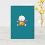 可愛い絞り染めピースベビー「ヒッピー誕生日」 カード (黄色い花)