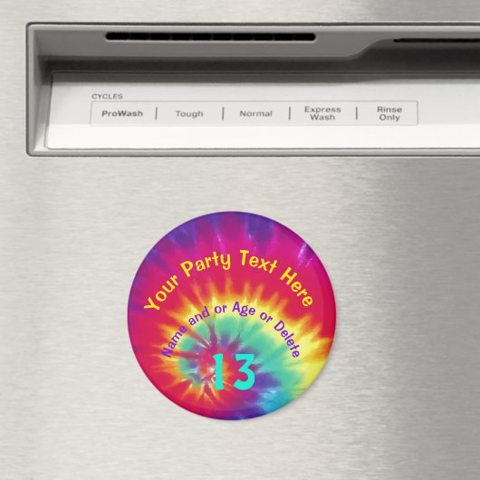 可愛い絞り染め誕生日会がテキストで好き マグネット (インサイチュ (食洗機))
